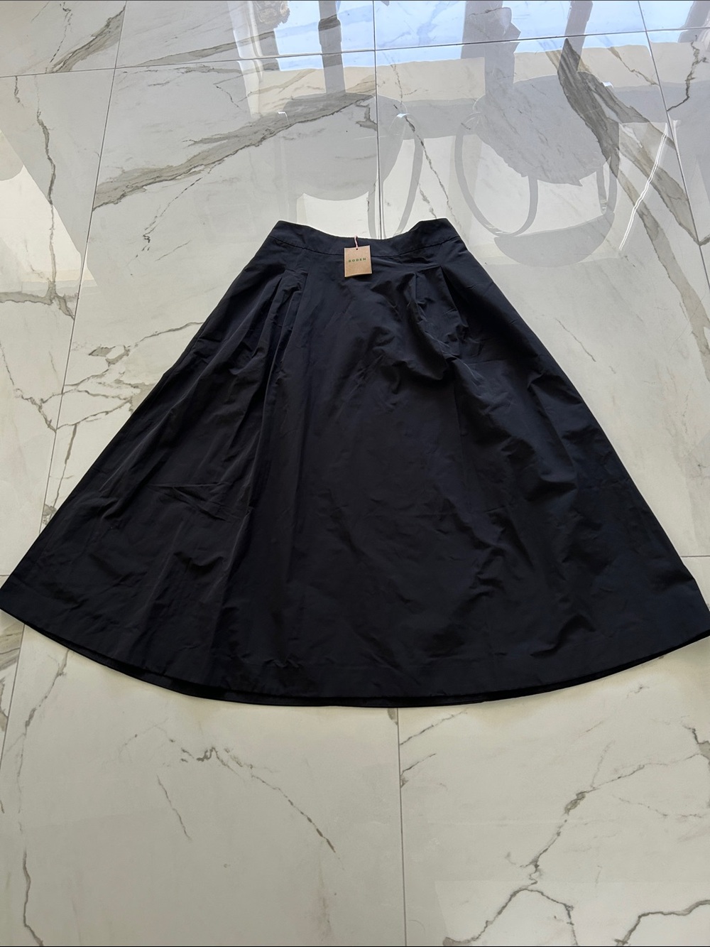 Boden Black taffeta A-Line Midi Skirt with pockets